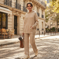 Ensemble deux pièces en maille à capuche