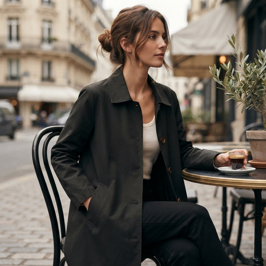 Trench-coat mi-long à boutons