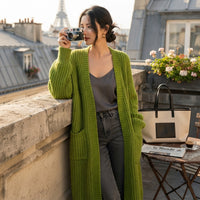 Gilet long oversize ouvert sur le devant