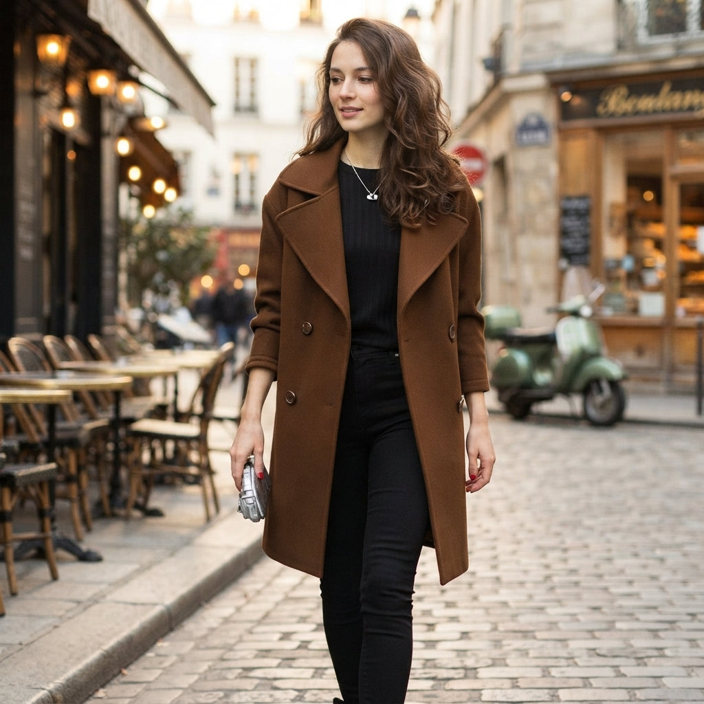 Manteau croisé en laine sur mesure