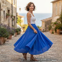 Jupe longue fluide à taille élastique