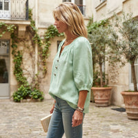 Blouse boutonnée à manches 3/4