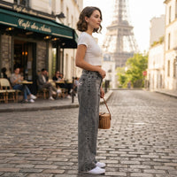 Jean large délavé à l'acide