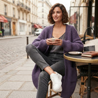 Gilet long oversize ouvert sur le devant