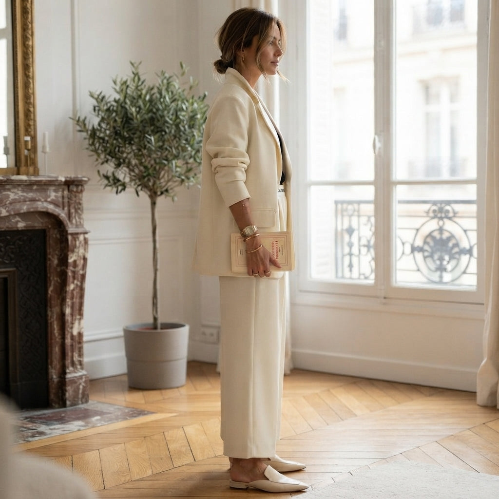 Ensemble blazer à jambes larges sur mesure