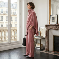 Ensemble deux pièces à jambes larges et effet drapé