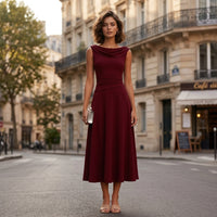 Robe midi drapée et plissée