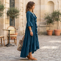Robe midi bohème à volants
