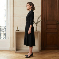 Robe midi cache-cœur à manches longues