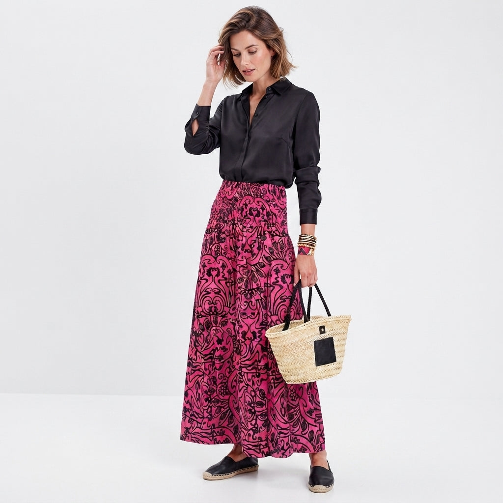 Jupe longue bohème à motifs floraux (grandes tailles)