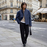 Veste oversize à col montant et boutonnée