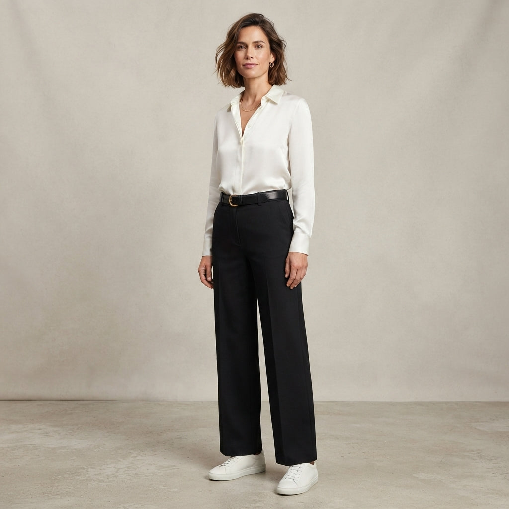 Pantalon plissé à jambes larges
