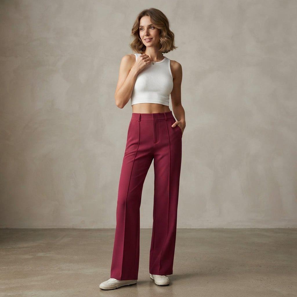 Pantalon plissé à jambes larges