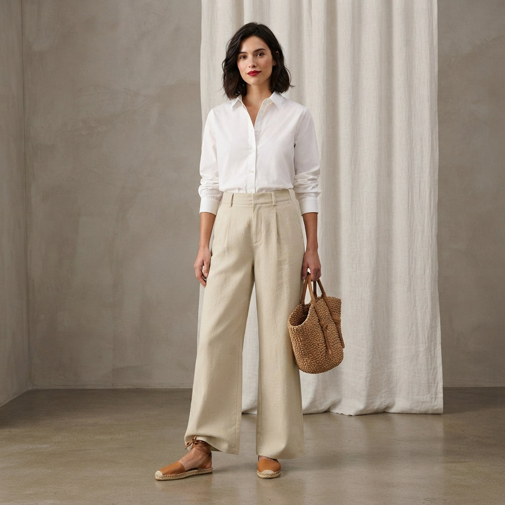 Pantalon plissé Victoria en lin
