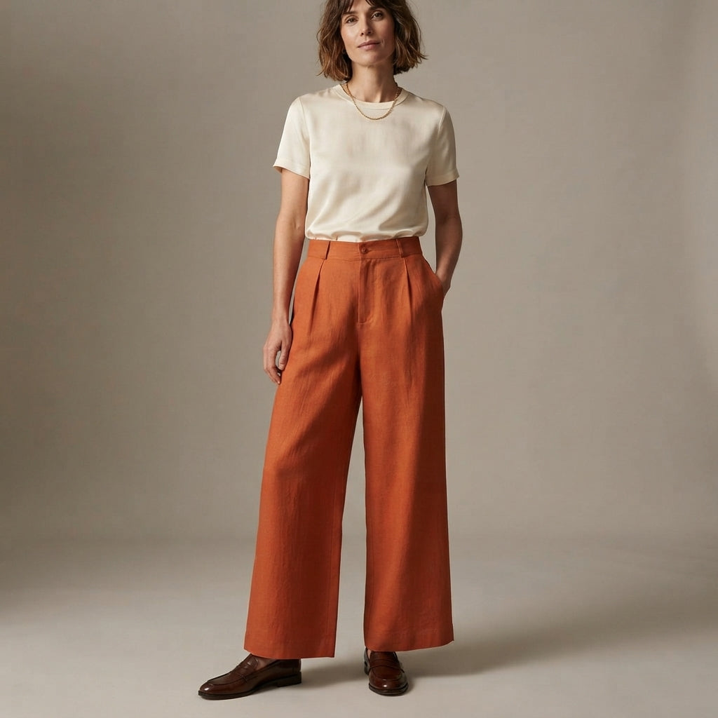 Pantalon plissé Victoria en lin