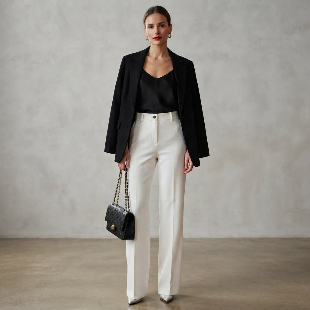 Pantalon noir Jade à jambes larges