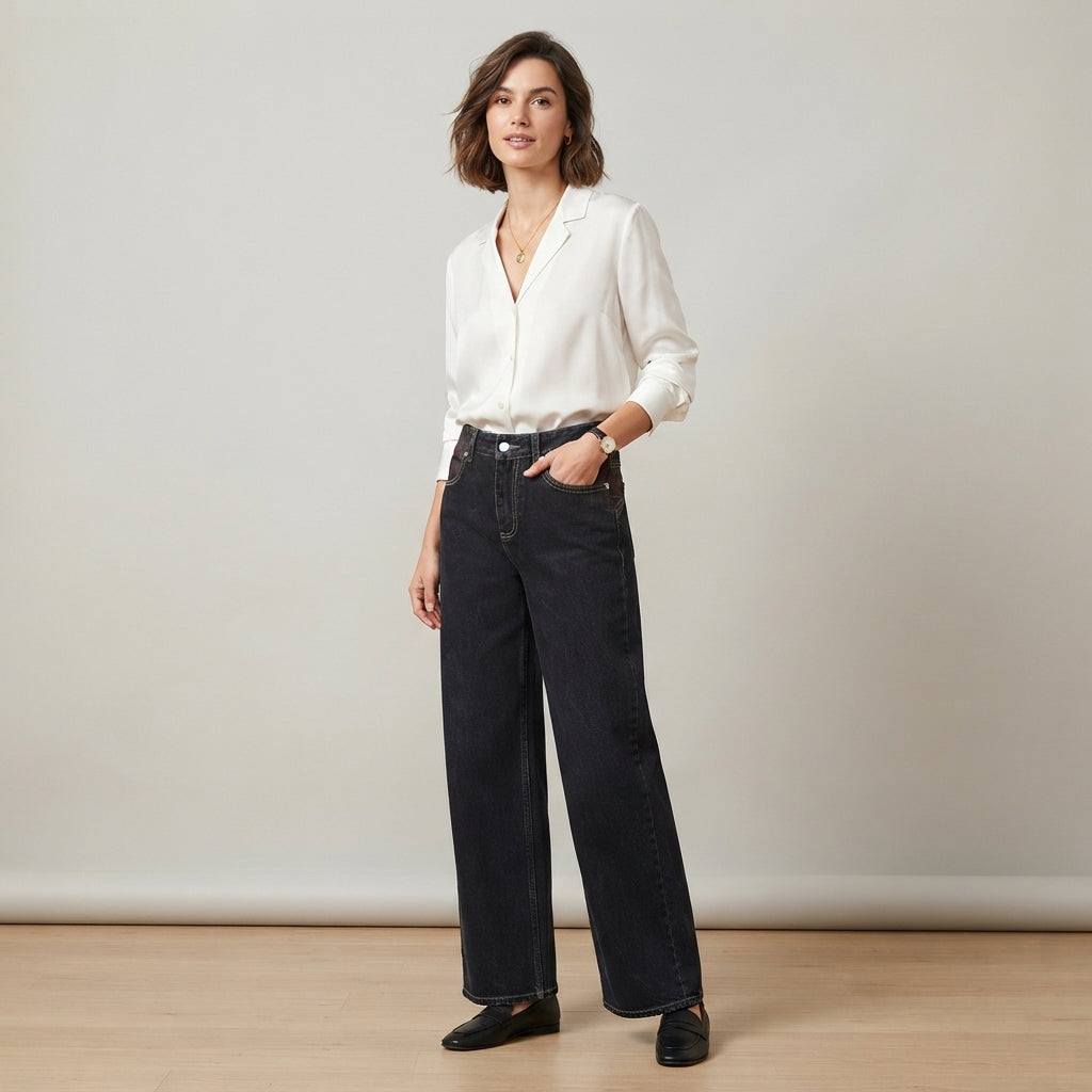 Jean boyfriend taille haute délavé