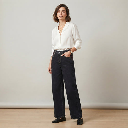 High-waisted distressed boyfriend jeans