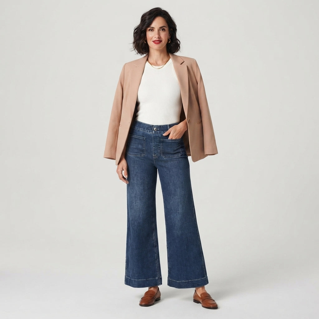 Jean large raccourci en denim