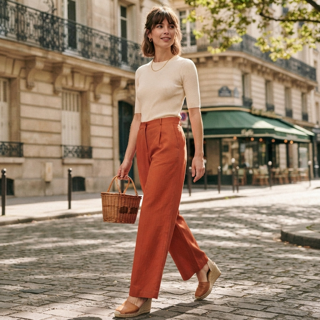 Pantalon plissé Victoria en lin