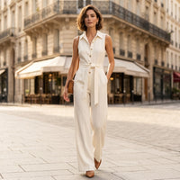 Combinaison beige brodée La Binta