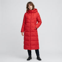 Manteau matelassé long à capuche