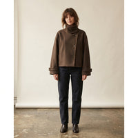 Manteau en mélange de laine à col montant