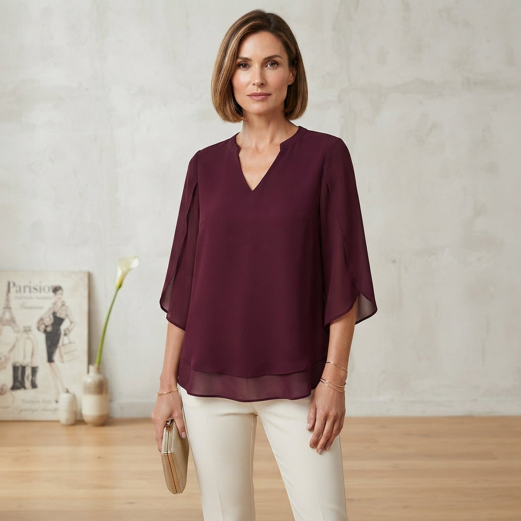 Blouse fluide à manches chauve-souris