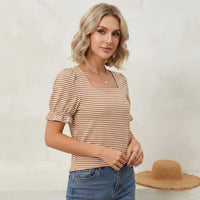 T-shirt à encolure en U et manches tulipe