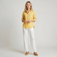 Chemise à revers en coton et lin