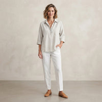Blouse à col Hélène, effet lin