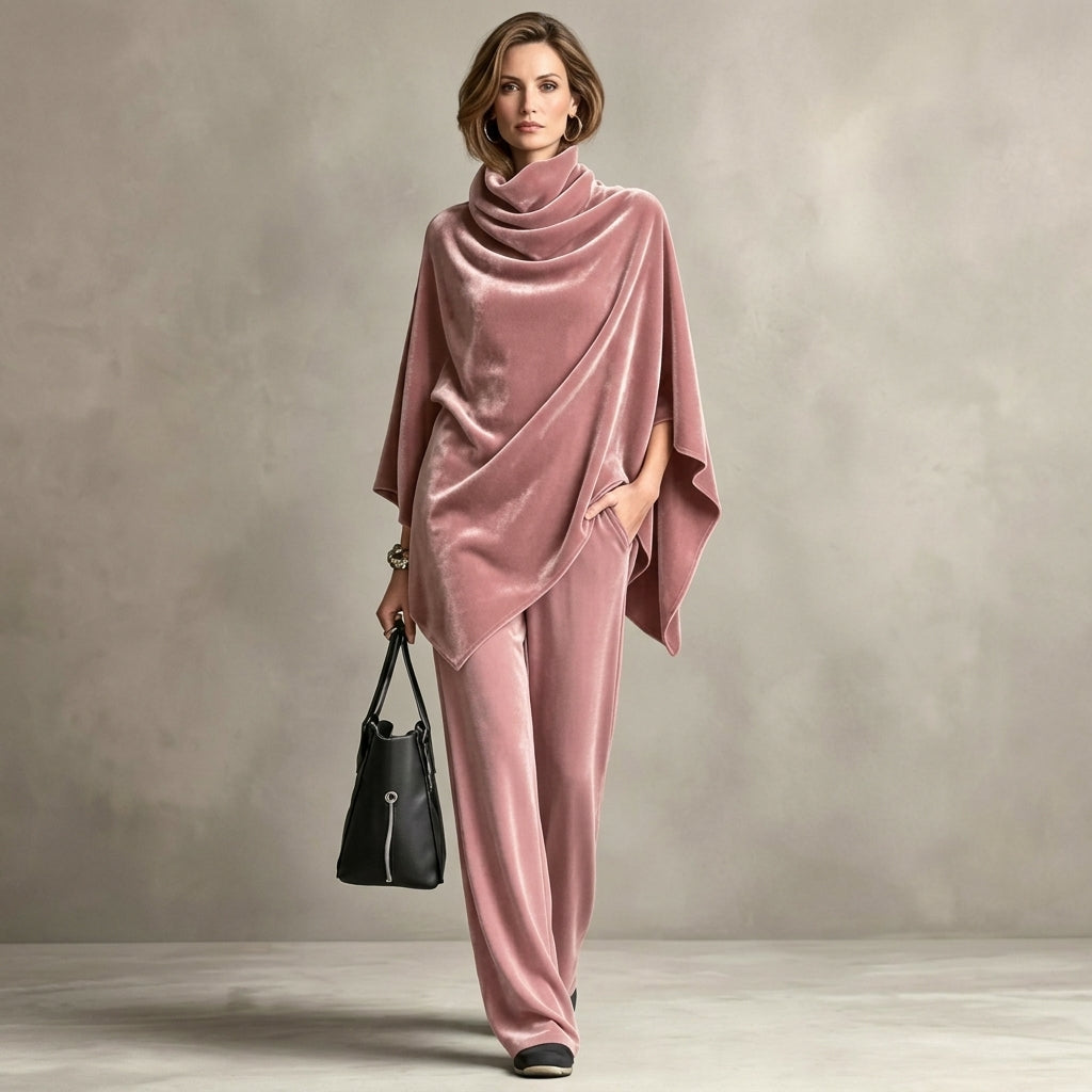 Ensemble deux pièces à jambes larges et effet drapé