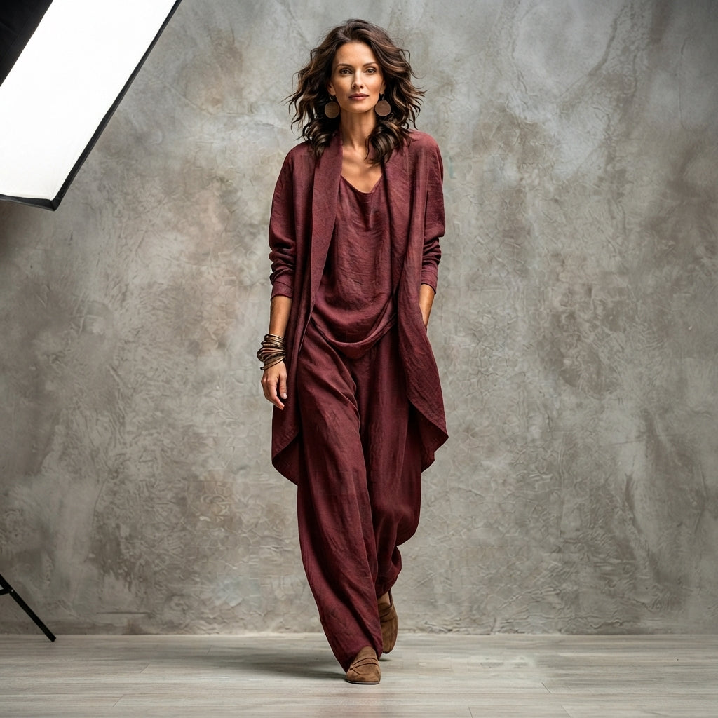 Costume trois pièces effet lin