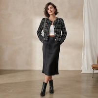 Veste en tweed à petit motif à carreaux