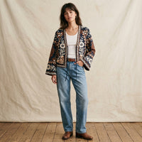 Veste courte bohème à motifs floraux