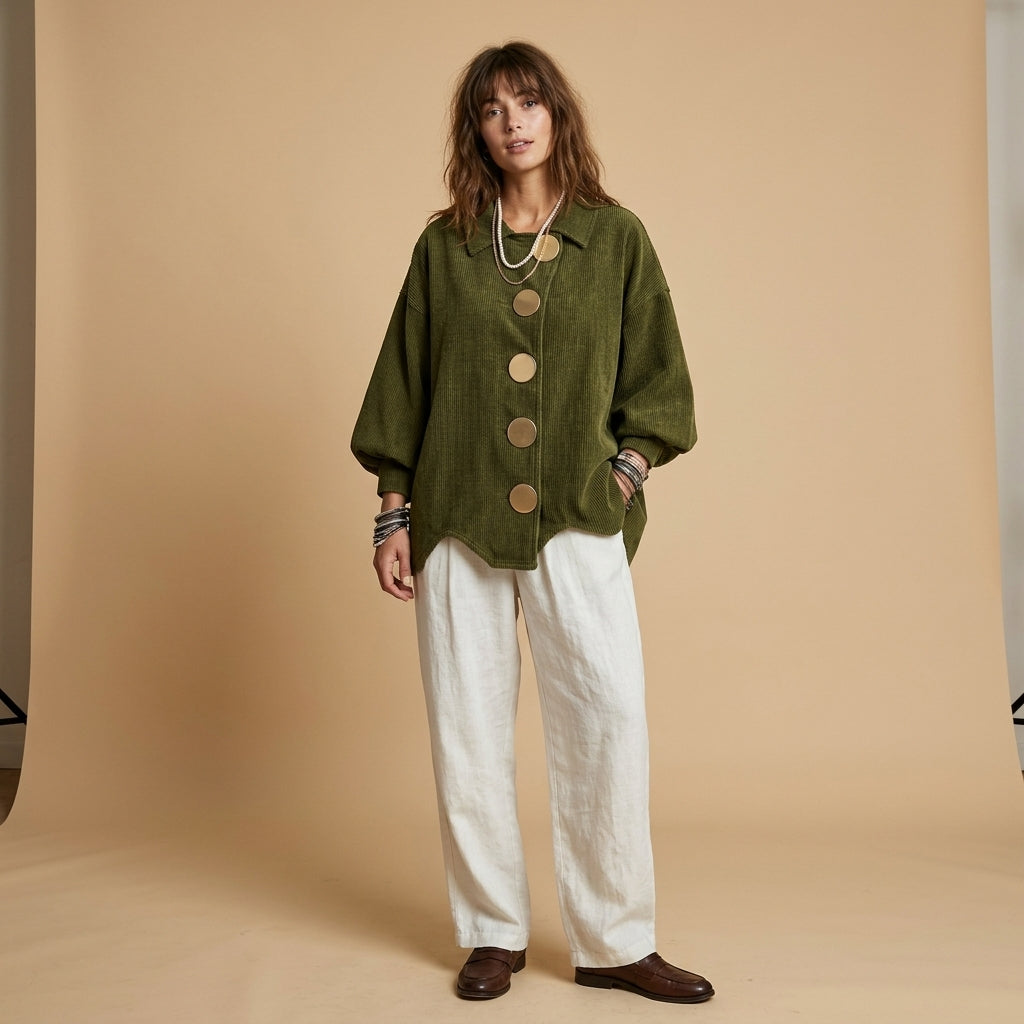 Veste rétro oversize en velours côtelé