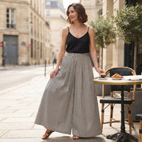 Pantalon rayé à taille élastique