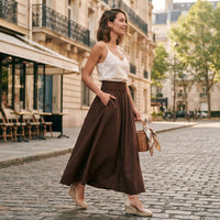Jupe midi froncée Suri