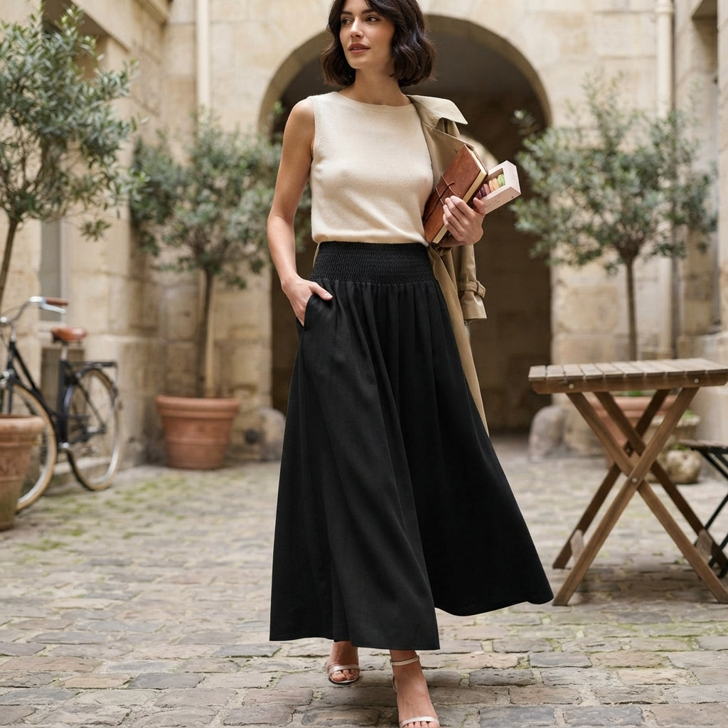 Jupe midi froncée Suri