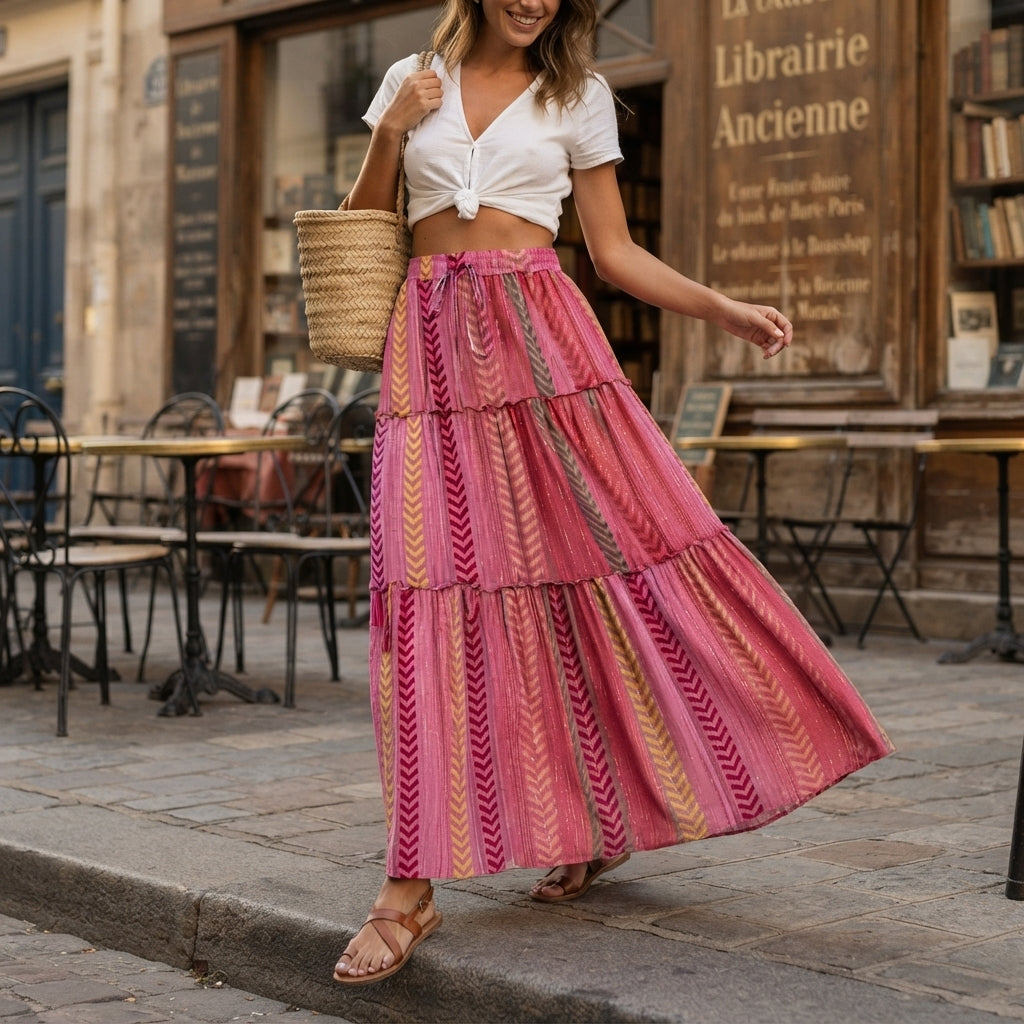 Jupe longue patchwork bohème