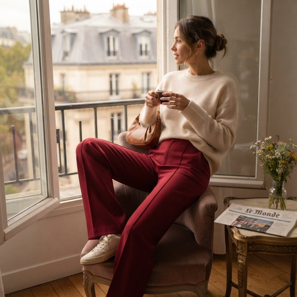 Pantalon plissé à jambes larges
