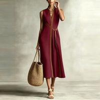 Robe midi en lin ceinturée