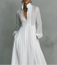Robe longue patchwork en lin Alicia