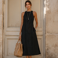 Robe midi à col mandarin brodé