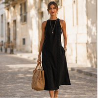 Robe midi à col mandarin brodé