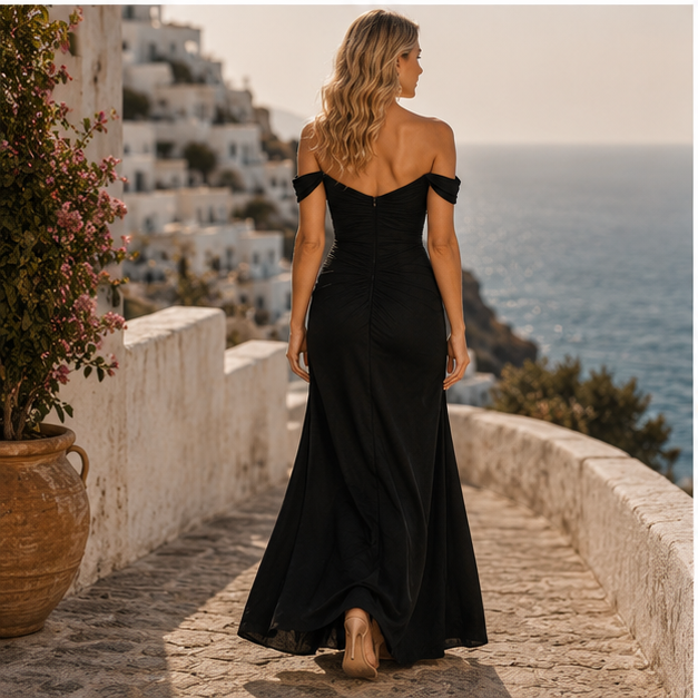 Robe longue drapée Marcel