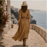 Robe chemise maxi ceinturée