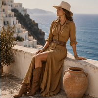 Robe chemise maxi ceinturée