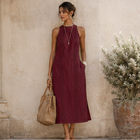 Robe midi à col mandarin brodé
