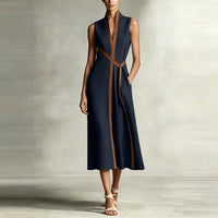 Robe midi en lin ceinturée